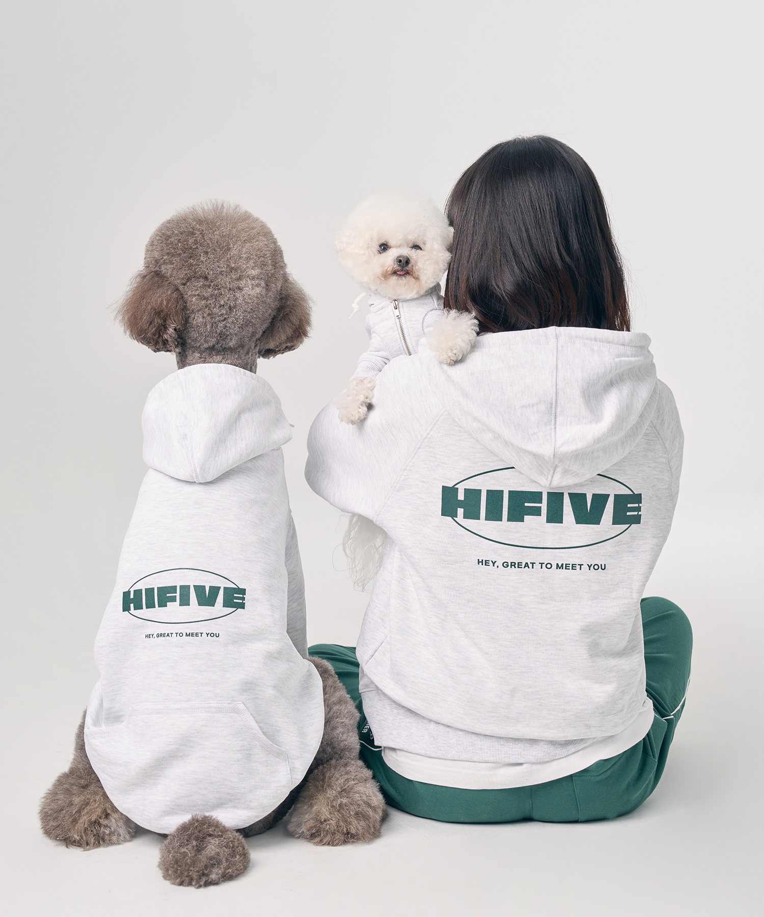 강아지와 함께 하이파이브